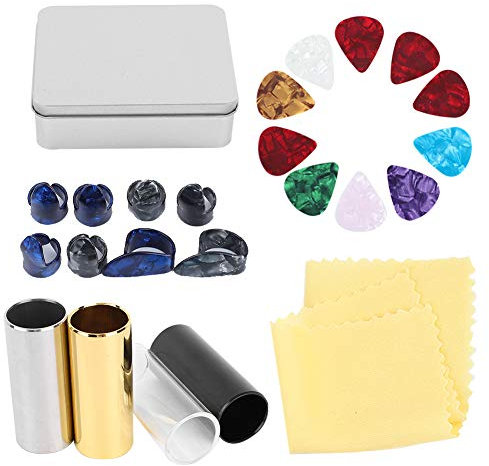 Guitar Accessories Kit Include Guitar Slides,Celluloid Picks and Finger Picks with Storage Case for Guitar Player Playing Accessories Guitar Slide Set