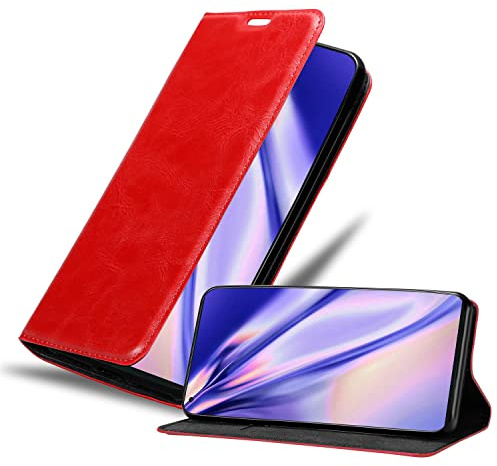 Cadorabo Hülle kompatibel mit Motorola Edge+ aus Premium Kunst Leder Flip Klappbare Stoßfeste Magnetische [Standfunktion] [Kartenfächern] Cover Hülle für Motorola Edge+ Tasche in Rot