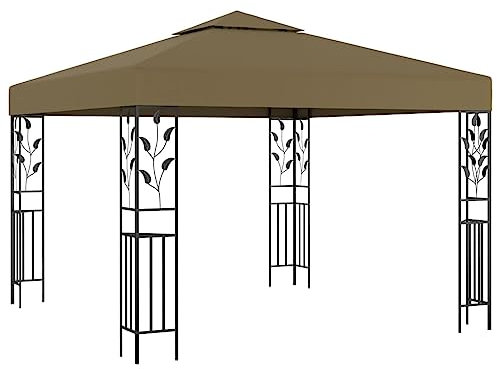 vidaXL Pavillon UV-beständig Doppeldach-Design Gartenzelt Partyzelt Festzelt Gartenpavillon Bierzelt Garten Zelt 3x3m Taupe 180g/m²