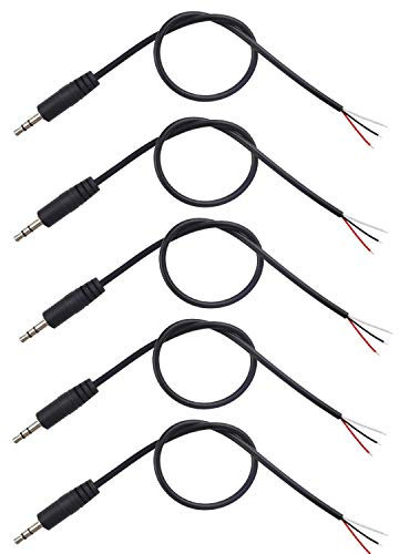 winwill 3,5 mm Stecker auf blankem Draht, 5 Stück 3,5 mm Klinkenstecker auf blankem Draht, offenes Ende, Audiokabel für Kopfhörer, Headset, kabel