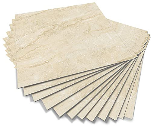 Alwayspon Peel and Stick Floor Tile, Stick on Floor Tiles, Vinyl Floor Sticky Back Sticker, Non-slip Floor Tiles Self-adhesive Sticker Decals, Brown Marble Effect, 15cmX15cmX12Pcs