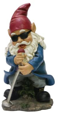 Nature's Mark Rock n Roll Zwerg in Einer Band, singende Harzstatue, Figur, Haus, Garten, dekorative Akzentdekoration (25,4 cm H)