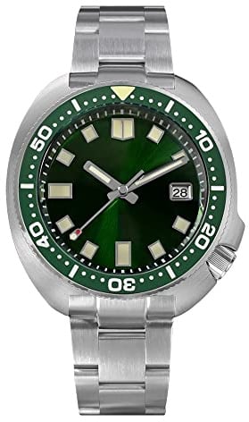 NC San Martin Upgrade Turtle 6105 Luxus Herren Taucheruhren Saphirglas NH35 Automatische mechanische Edelstahl Armbanduhr für Herren (Green no Logo)