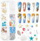 NICENEEDED Ocean Themed Nail Decorations Kit, Irregular Abalone Shell Slices Conch Starfish Nail Art Charms, Colorful Seashell Fragments Caviar Beads Nail Studs Supplies for Nail Design(Style 6)