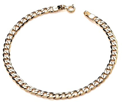 Old English Jewellers 9ct Solid Gold Curb Chain Bracelet - 7.5. Gold Bracelets for Women & Men.