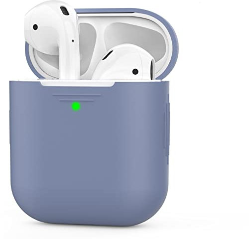 AhaStyle Coque AirPods 2 & 1, Étui en Silicone Souple Protection pour AirPods Housses Antichoc Intégrales Compatible avec Apple AirPods Supporte la Charge sans Fil (Bleu Hollandais, sans Mousqueton)