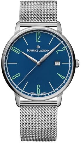 MAURICE LACROIX Men's Blue Eliros Date Quartz Watch EL1118-SS00E-420-C