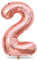 40 Inch Rose Gold Foil Balloon Number 2, Large Self Inflating Number Balloons 0-9 Digital Helium Balloons Set for Girls 2nd Birthday Women Anniversary New Year Baby Shower Party Decorations Supplies
