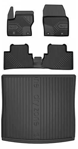 MOTOS Satz Gummifußmatten und Kofferraummatten passend für Ford Grand C-Max 2010-2019 25,5 cm zwischen den Mattensteckern, 7 Fahrgäste, 3. Sitzreihe umgeklappt, Kofferraumablage