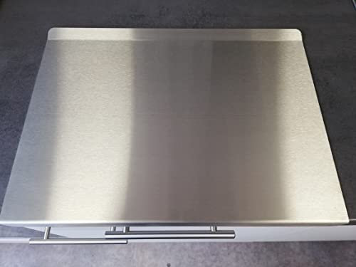 KOCH #69 Hygienisches Edelstahl Schneidebrett 58 x 36cm, 2 Kantungen - Knetbrett Arbeitsplatte - rostfrei, antibakteriell, satinierte Oberfläche - MADE IN GERMANY - incl. waschbarer Antirutschmatte!