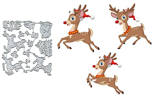 3 Stück Weihnachts-Stanzformen, Hirsch-Elch, Metall, Merry Christmas, Hirsch, Elch, Stanzschablonen, DIY, Scrapbooking, dekorative Prägepapier, Scrapbooking, Kartenherstellung