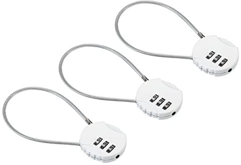 PATIKIL Combinación Cerradura 8 Pulgadas 3 Paquete 3 Dígitos Equipaje Candado con Código Impermeable para Gimnasio Casillero Deportes Casillero Herramientas Caja Blanco