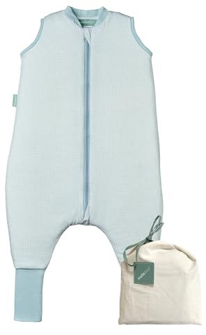 molis&co - Baby Schlafsack mit Füßen und Socke -Ideal für Frühling und Herbst - Babyschlafsack mit Beinen 1 tog - 100% Baumwolle (Oeko-TEX 100), Premium Qualität - Lagoon (80 cm)