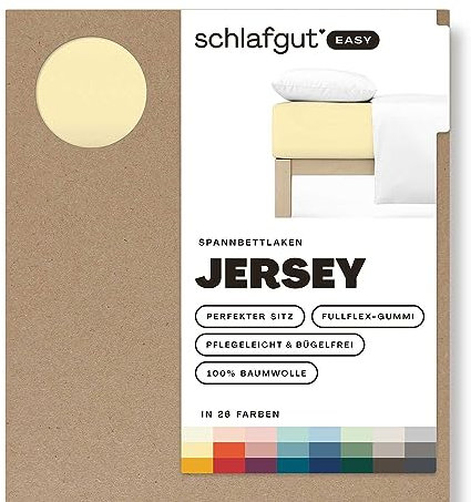 Schlafgut Easy Jersey Spannbettlaken 120x200 bis 130x200 Yellow Mid, Spannbetttuch aus 100% Baumwolle