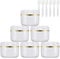BPZXL Pack of 6 Empty 50ml White Plastic Cosmetic Jars Container with Screw on Lids with Gold Edge and Liners Travel Pots for Makeup Creams Beauty Nails with Spatula