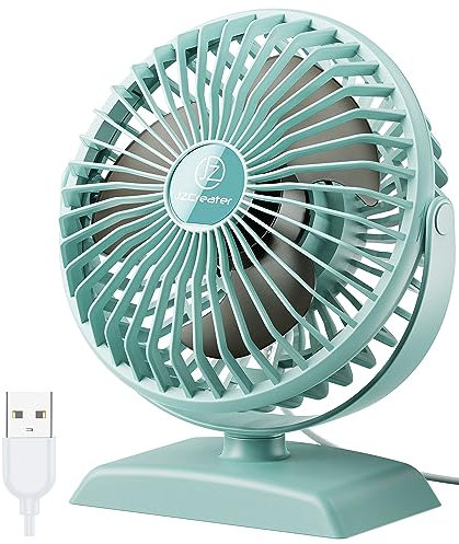 JZCreater USB Desk Fan, USB Fan Mini, 360 Rotation Desktop Fan with 3 Speed, Table Personal Cooling Fan, Quiet Mini Desk Fan, USB Powered, Small Fan for Home Office Bedroom Car Travel,Green