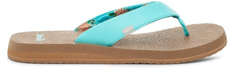 Sanuk Yoga Mat Vintage Floral | Flip Flops for Women | Yoga Sandals For Women | Women's Beach Sandals | Memory Foam Footbed, Türkis Spritzer, 36 EU