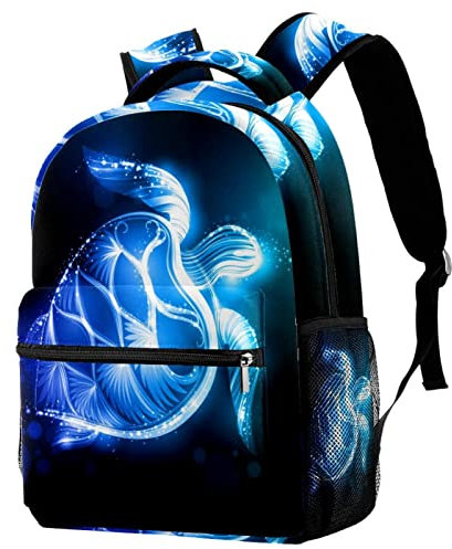 Backpack Rucksack Blaue Schildkröte Schulrucksack Wasserdicht Schultaschen Für Jungen Mädchen Teenager 29.4x20x40cm