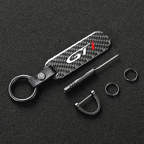 DaLizA Voiture Porte-clés Fibre de Carbone, pour Peugeot gtline GT GTI 508 5008 3008 208 2008 308 avec Logo Homme Clé Voiture Anneau Accessoires,GTI-A
