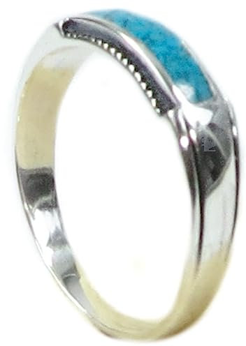 Indianerschmuck Ring Sterling Silber Navajo Türkis Chip Inlay - Native Bridge of Life (70.0 (22.3))