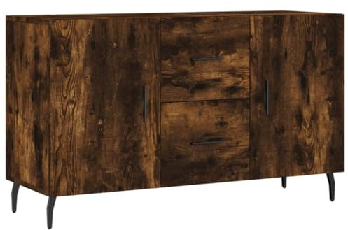 vidaXL Sideboard, Kommode mit viel Stauraum, Mehrzweckschrank Anrichte für Wohnzimmer, Schrank Beistellschrank Metallbeine, Modern, Räuchereiche Holzwerkstoff