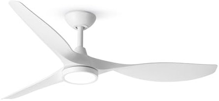 Roomratv ventiladores de techo con luces, gran flujo de aire de 52 pulgadas, ventilador de techo moderno con motor CC bastante reversible, luz LED de 3 colores (blanco)