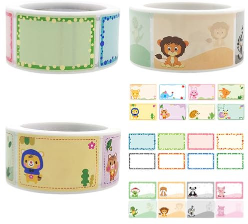 600 Pcs/3 Rolls Jam Labels Jars Food Freezer Labels Self Adhesive Jam Jar Labels Name Tag Label Colorful Sticker Cartoon Bordered Stickers for Kitchen Bottle Jams Containers Clothes Office School