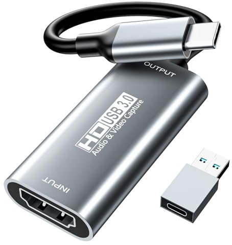 XIIXMASK scheda di acquisizione video, Scheda di acquisizione USB C 3.0, Registrazione audio video da HDMI a USB C in 1080P a 60 Hz, 2K a 30 Hz per insegnamento, giochi, streaming, videoconferenze