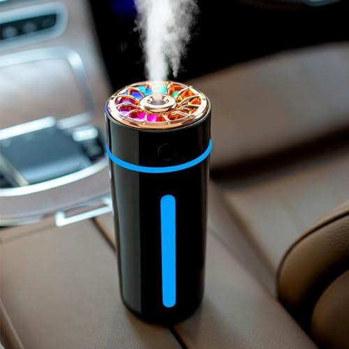 WONDER POINT Humidifier Portable Mini Humidifiers, Personal Desktop Cool Mist Air Humidifier with Rotatable Colorful Night Light, Auto Shut-Off, Super Quiet for Bedroom Car Office Home (Black)