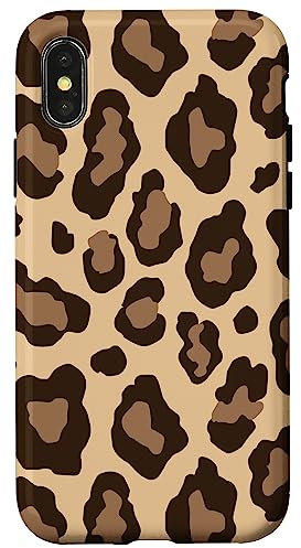 Hülle für iPhone X/XS Leo Print Design Beige Braun Raubtier