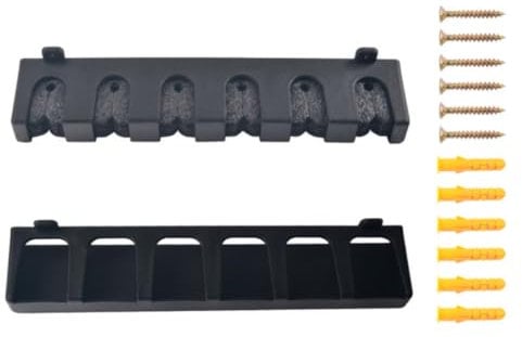 HOUSON Fishing Rod Holders, Wall Mounted Storage Stand for 6 Poles, Vertical, Black, ABS & EVA Material, Fishing Rod Storage Rack