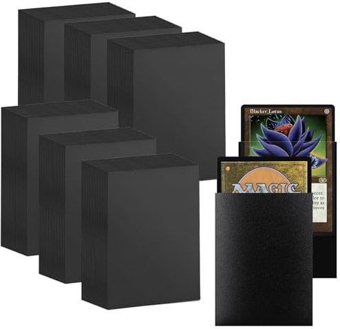 300 Pcs Standard Soft Card Sleeves, 66 x 91mm Clear Frosted Trading Card Sleeves, Magic, MTG, Sports, Game (Black)