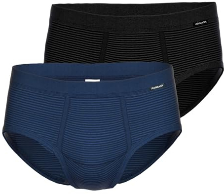 Ammann 2er Pack Herren Unterhose Unterwäsche Slip Brief Classic, Farbe:Mehrfarbig, Größe:10, Artikel:-22/183 dunkelblau/anthrazit