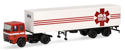 Herpa LKW Modell Roman Diesel Koffer-Sattelzug 2a/2a VEB Kraftverkehr Meißen/DKK Kühlung, Miniatur im Maßstab 1:87, Sammlerstück, Made in Germany, Kunststoff