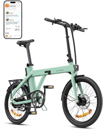 ENGWE P20 Folding Electric Bicycle | Removable Battery | 36V 9.6Ah for 100km | Motor 250W | Torque Sensor | Oil Brake | 18.5kg E-bike | Urban Commuter Trip
