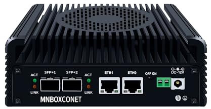 MNBOXCONET Mini PC N100 Firewall 2x10GbE SFP+, Micro Appliance Fan Computer Office, DDR5 16GB RAM 128GB NVME SSD, 2xi226V 2.5GbE LAN, Type-C, TF, HD, Supporto Windows OPNsense, SPK/MIC