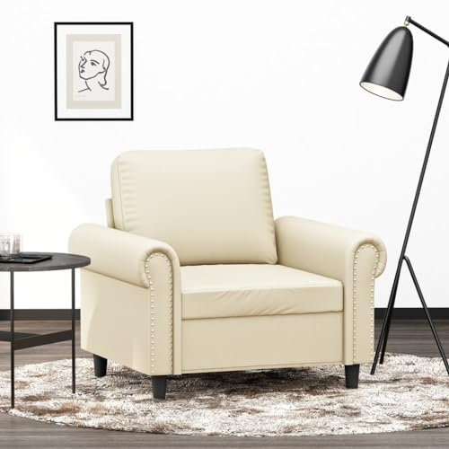 HEFZGDB Sessel Creme 60 cm Kunstleder Balkon Sofa Gartenmöbel Lounge Sofa Outdoor Geeignet für Terrasse, Pool und Garten.