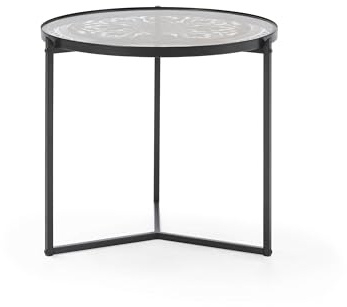 MESA AUXILIAR 50X50X42 CRISTAL/METAL NEGRO