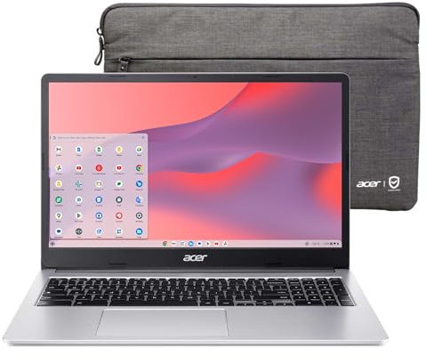 acer Chromebook 315 15.6 FHD Laptop | Intel Celeron N4500 | Intel UHD Graphics | Built-in Webcam| microSD Card Reader| Silver | 4GB RAM | 64GB SSD | Chrome OS |Bundle with 64GB USB Flash Drive