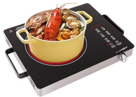 Ceramic Hob, Single Induction Hob, Portable Induction Hob, Built-in 1 Burners Electric Hob 30cm Ceramic Cooker with Electronic Knob Controls,Power levels from 3000W to 3500W,Sensitive Press Control