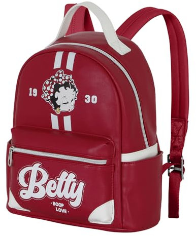 Betty Boop Varsity-Heady Rucksack, Weinrote, 24,5 x 29 cm, Kapazität 8 L