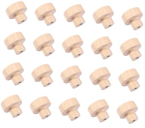 DOITOOL 20pcs Wooden Drawer Knobs Round Door Pull Handles for Furniture Cabinet Drawer Pull Handle Modern Style Easy to Install