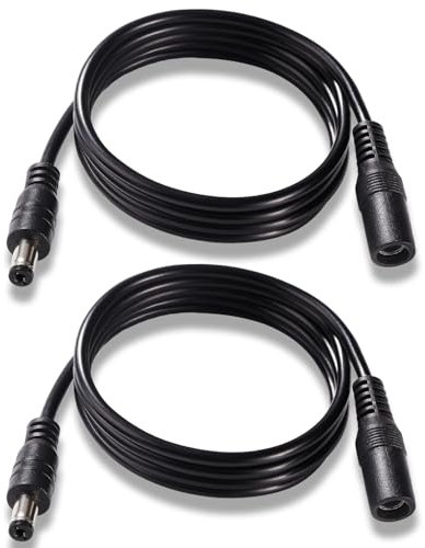 KUOQIY 2 Pezzi 1m 5.5x2.1 mm 24V 12V Cavi di Prolunga per Alimentazione DC, DC Cavo Estensione Maschio a Femmina 22AWG, per Telecamera Sicurezza CCTV, DVR, Nero