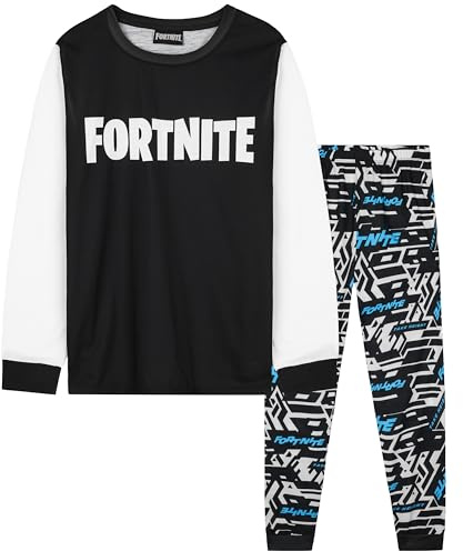 Get Trend Fortnite Boys Pyjamas Set, Long PJs for Kids & Teenagers, Cosy Loungewear Soft Nightwear, Gamer Gifts for Boys (13-14 Years, Blue/White Fortnite)