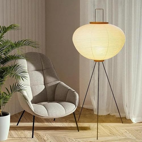 Kariosid Japanese Paper Floor Lamp,Akari Noguchi Style Floor Lantern Lamp,Noguchi Handmade Rice Paper Standing Lamps for LivingRoom,Bedroom,Office(E26/E27)