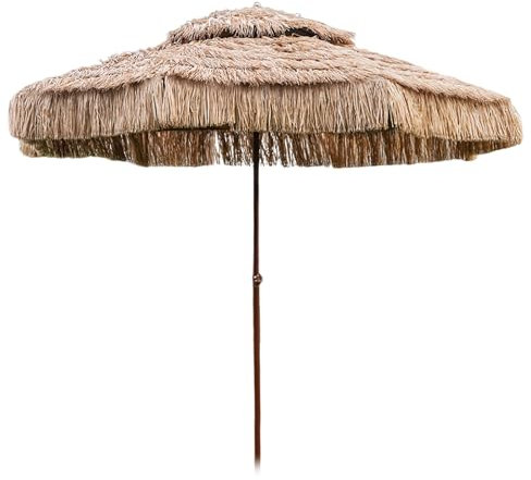 DLAZUM Parasol de Plage ventilé à Double Toit de 2,4 m, Parasol d'extérieur en Paille, Parasol Tropical hawaïen, Parasol de Jardin avec Protection UV pour Balcon, terrasse