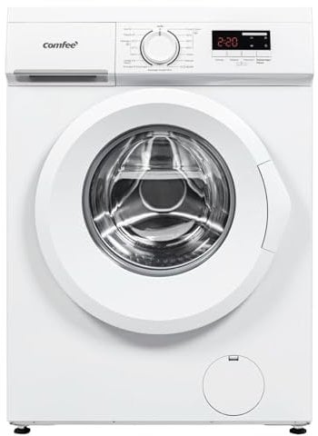 COMFEE' CFE12EW80-W-FR Lave-linge frontal 8KG, Classe énergétique A, Moteur BLDC 1400 tr-min, 15 Programmes, Prélavage, Blanc [Classe énergétique A]
