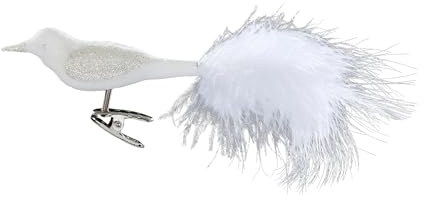 Inge-glas - Christbaumschmuck - Schneeweiße Feder - Vogel - Glas - Maße 10 cm