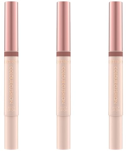 Catrice Colour Cushion Juicy Lip Oil, Lipgloss, Nr. 050, Nude, pflegend, mit Ölen, glänzend, strahlend frisch, vegan, ohne Parabene, ohne Mikroplastikpartikel, Nanopartikel frei, 3er Pack (3x1.8ml)