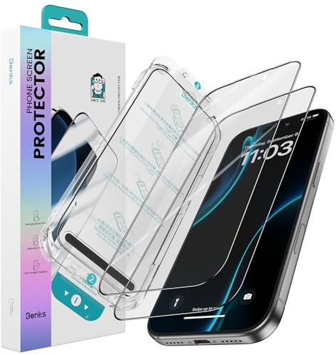 BENKS für iPhone 16 Pro Max für Panzerglas Matt, Full Screen Schutzglas Auto-Installation 9H Härte folie Blendschutz Anti-Fingerabdruck Anti-Öl Anti-Bläschen Schutzfolie für 16 Pro Max, 2 Stück